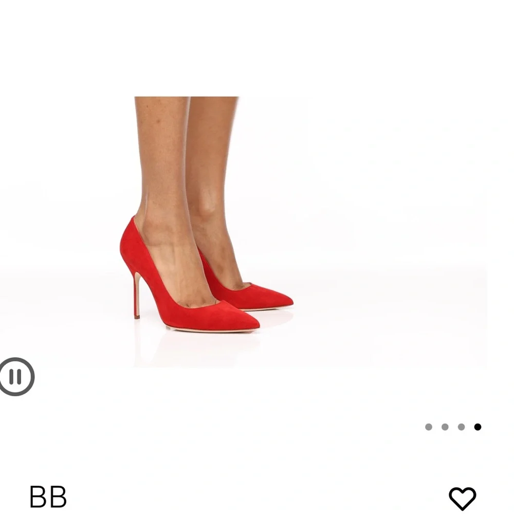 Manolo Blahnik BB Red Suede Pointed-Toe Stiletto Pumps - Picture 4 of 7